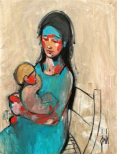Maternité bleue - huile sur toile - 89x116cm - année 2010