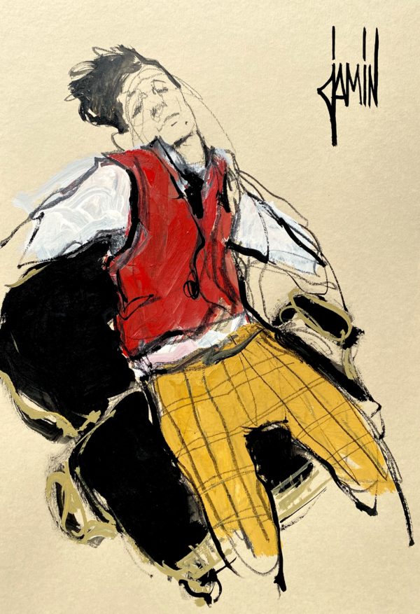Dandy au gilet rouge