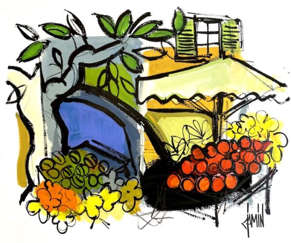 Uzès - le beau marché place aux herbes